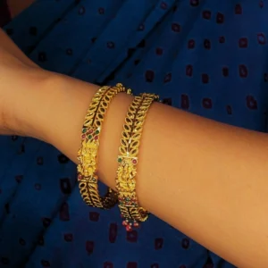 Gold Plated Temple Slide Bangles, Set of 2