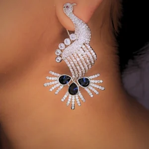 Rhodium-Plated Zircon Synthetic Stones Dangler Earrings