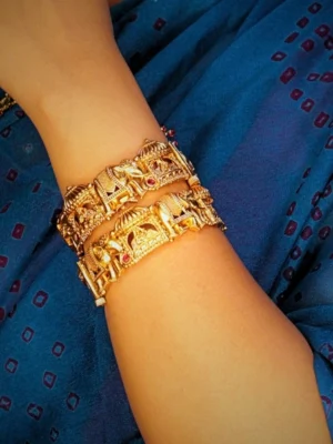 Gold-Plated Doli Barat Dulhan Screw Kada Bangles, Set of 2