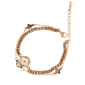 Gold-Plated MOP Layered Charm Bracelet