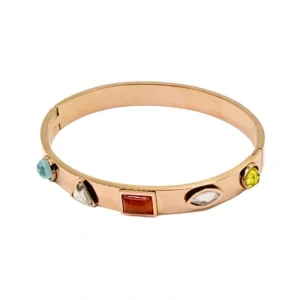 Rose Gold Plated Multi-Color Stones Openable Kada