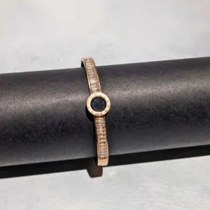 Rose Gold Plated Black Stone Openable Kada