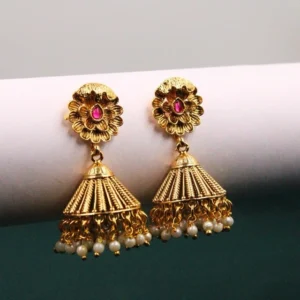 Gold Plated Rajwadi Jhumka Earrings