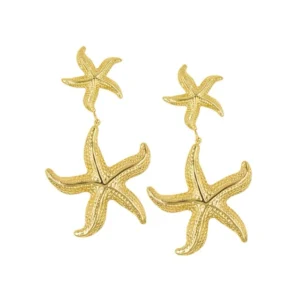 Gold-Plated Multi-Size Starfish Anti Tarnish Dangler Earrings