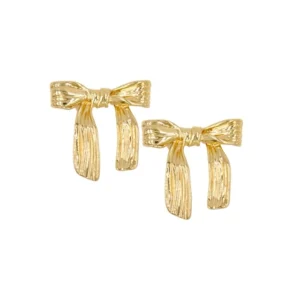 Gold-Plated Bow Design Stud Earrings