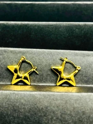 Gold-Plated Star-Shaped Hoop Earrings