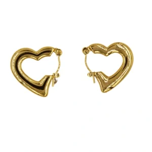 Gold-Plated Heart-Shaped Design Hoop Earrings
