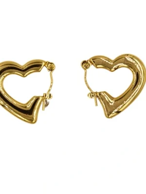Gold-Plated Heart-Shaped Design Hoop Earrings
