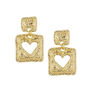 Gold-Plated Heart Design Dangler Earrings