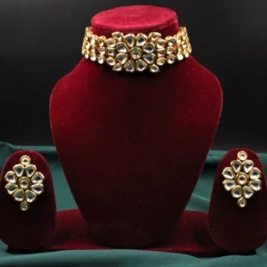 Gold Plated Meenakari Kundan Choker Necklace Set