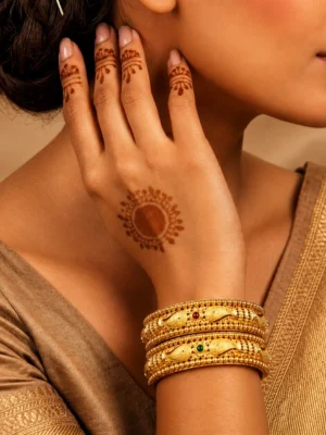 Gold Plated Slide Bangles, Set of 2
