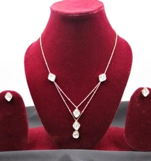 kundan necklace set Saanj Moissanite Kundan Layered Pendant Necklace Set