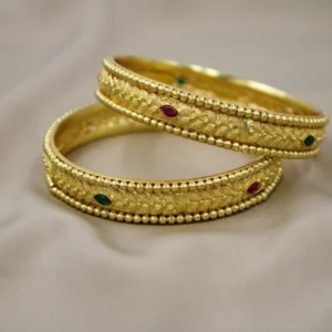 Gold Plated Traditional Slide Bangles, Set of 2