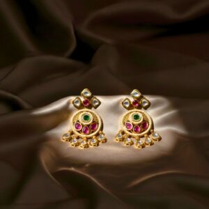 Saanj Antique Rajwadi Moissanite Polki Dangler Earrings