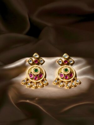 Saanj Antique Rajwadi Moissanite Polki Dangler Earrings