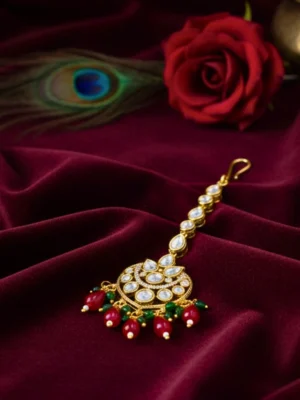 ankkshmi bridal maangtikka Saanj Moissanite Kundan Maang Tikka