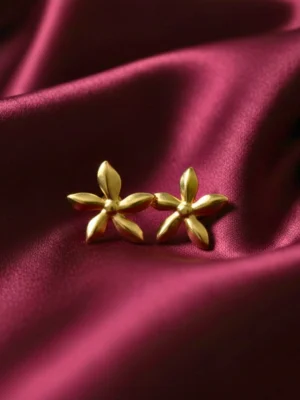 Flower Design Anti Tarnish Stud Earrings