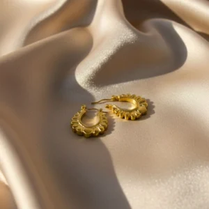 Flower Small Anti Tarnish Hoop Earrings