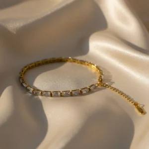 Gold Plated Rhinestone Adjustable Tennis Bracelet