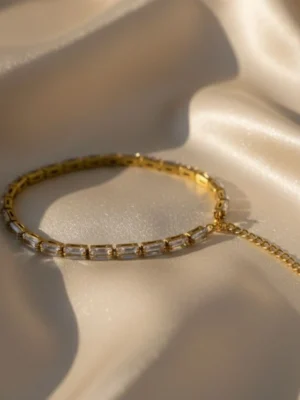 Gold Plated Rhinestone Adjustable Tennis Bracelet Gold Plated Rhinestone Adjustable Tennis Bracelet