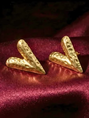Heart Shaped Long Anti Tarnish Stud Earrings