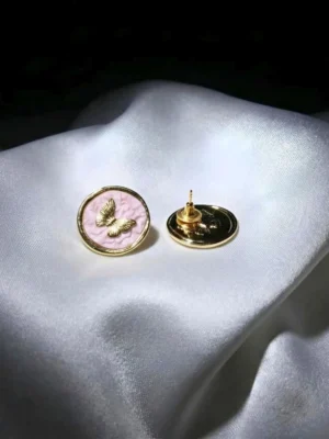 Pink Meenakari Butterfly Motif Stud Earrings