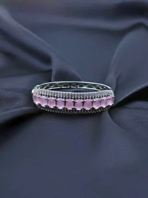 Pink Stone & American Diamond Openable Kada