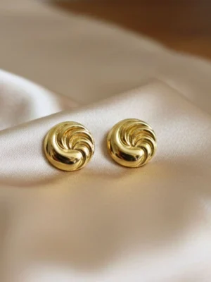 Round Design Statement Stud Earrings