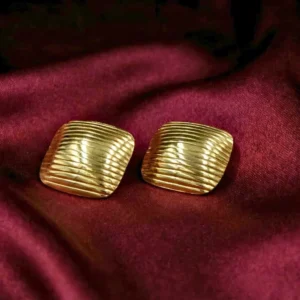 Square Textured Anti Tarnish Stud Earrings