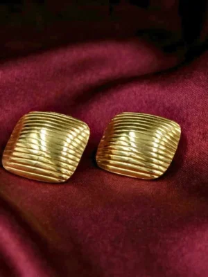 Square Textured Anti Tarnish Stud Earrings