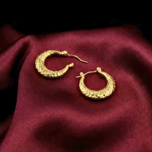 Textured Anti-Tarnish Hoop Earrings