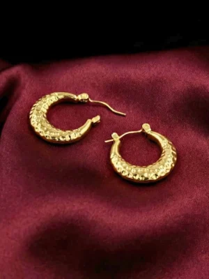 Textured Anti-Tarnish Hoop Earrings Textured Anti-Tarnish Hoop Earrings