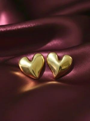 Textured Heart Design Small Stud Earrings
