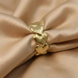 Textured Heart Link Adjustable Cuff Kada