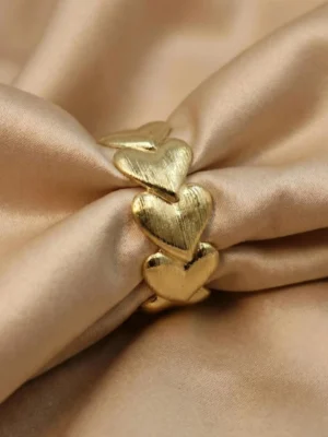 Textured Heart Link Adjustable Cuff Kada
