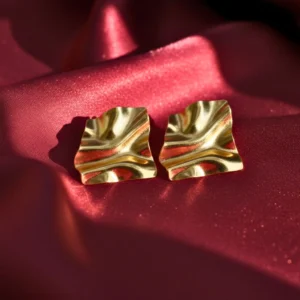 Wave Shaped Anti Tarnish Stud Earrings