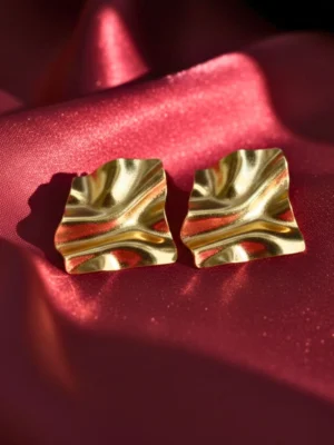Wave Shaped Anti Tarnish Stud Earrings