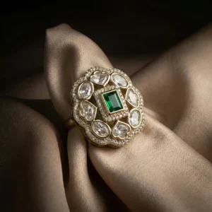 Moissanite Polki Adjustable Ring