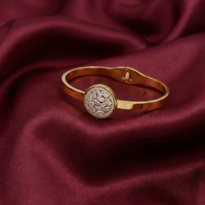 AD & Stone Studded Centered Openable Kada for Women – Elegant Gold Finish Wristwear by ANKKSHMI