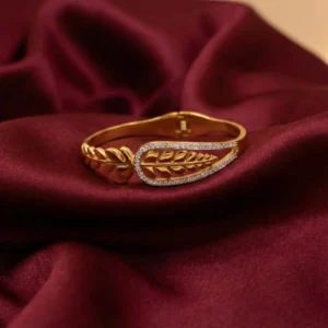 AD Studded Leaf Design Openable Kada