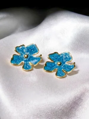 Blue Meenakari Flower Anti Tarnish Stud Earrings