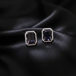 Purple Stone AD Stud Earrings