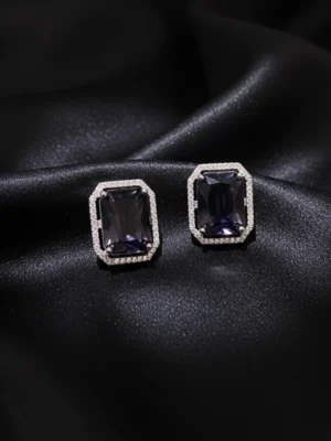 Purple Stone AD Stud Earrings