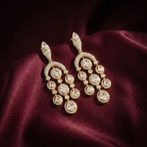 Elegant Moissanite Kundan CZ Danglers