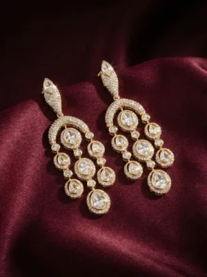Saanj Moissanite Kundan CZ Danglers