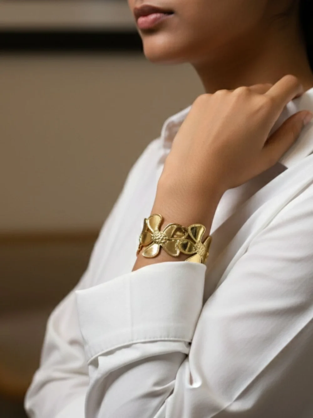 Flower Design Adjustable Cuff Kada for Women – Anti Tarnish Floral Wristwear by ANKKSHMI