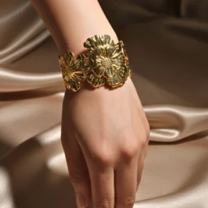 Gold Plated Flower Design Adjustable Kada