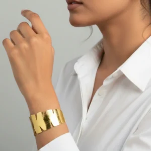 Leaf Texture Cuff Bracelet Kada