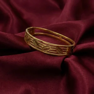 Leaf Design Statement Kada for Women – Gold Plated Stainless Steel Wristwear by ANKKSHMI