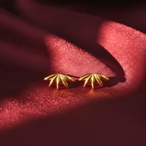 Leaf Motif Anti Tarnish Stud Earrings